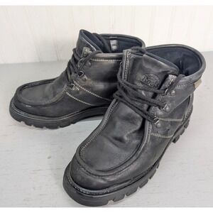 Roots Tuff Black Leather Moc Toe Lace Up Boots Men's 8 Black Made in Canada